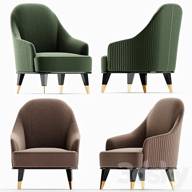 Roche Bobois EDEN-ROCK Velvet easy chair with armrests 3ds Max