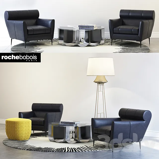 Roche bobois VIRGULE ARMCHAIR PARIS SUNSET TRILOGIE OTTOMAN 3DS Max Model