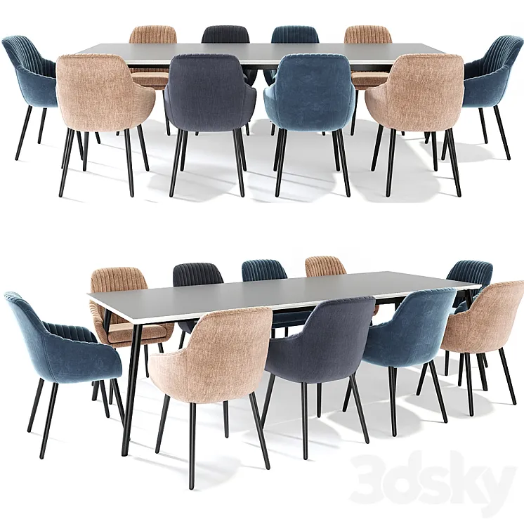 Rochelle Dining Table Chair Set 3DS Max