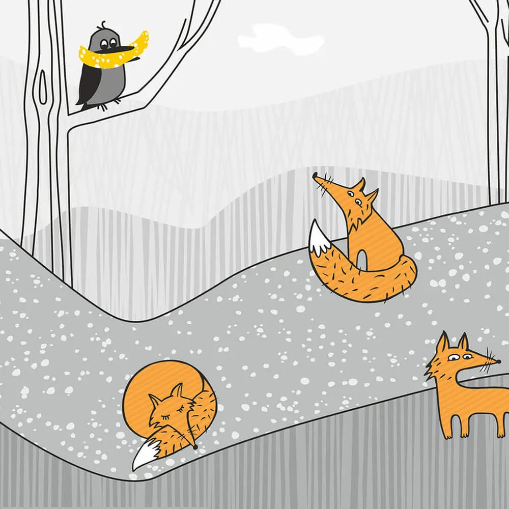 ROCK AND WALL – Wallpaper Crow and foxes 3ds Max