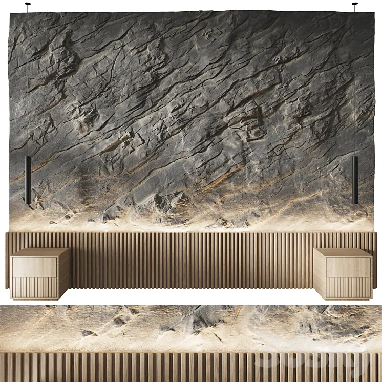 Rock headboard headboard stone panels 3DS Max Model