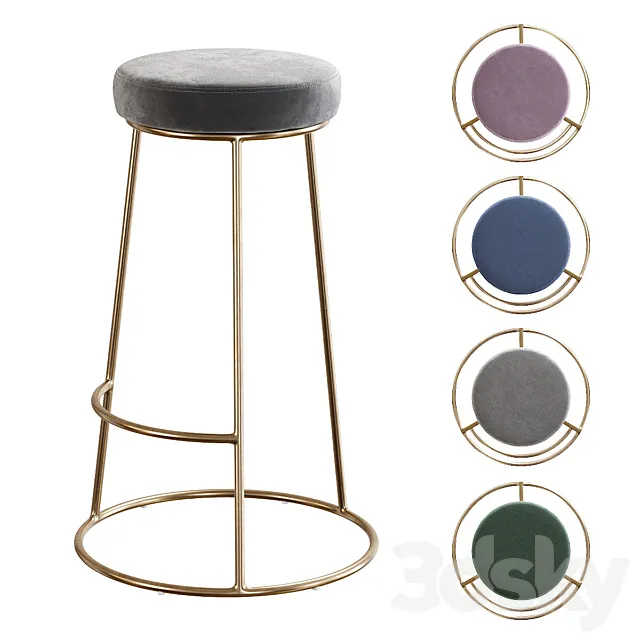 Rockett St George _ Atlantis Velvet Bar Stool 3ds Max