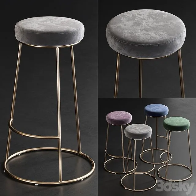 Rockett St George Atlantis Velvet Bar Stool 3dsMax Model