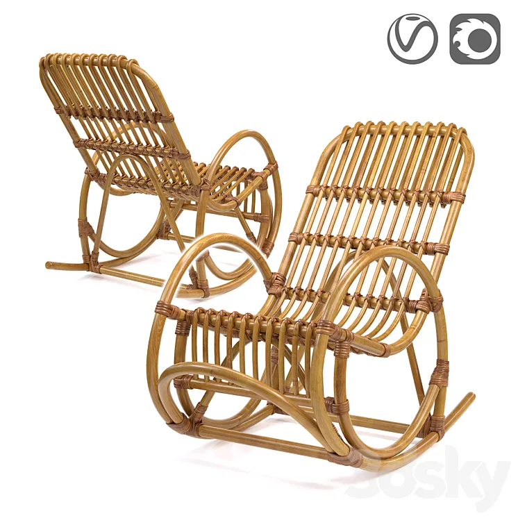 Rocking-chair children's from a rattan Malu 3DS Max