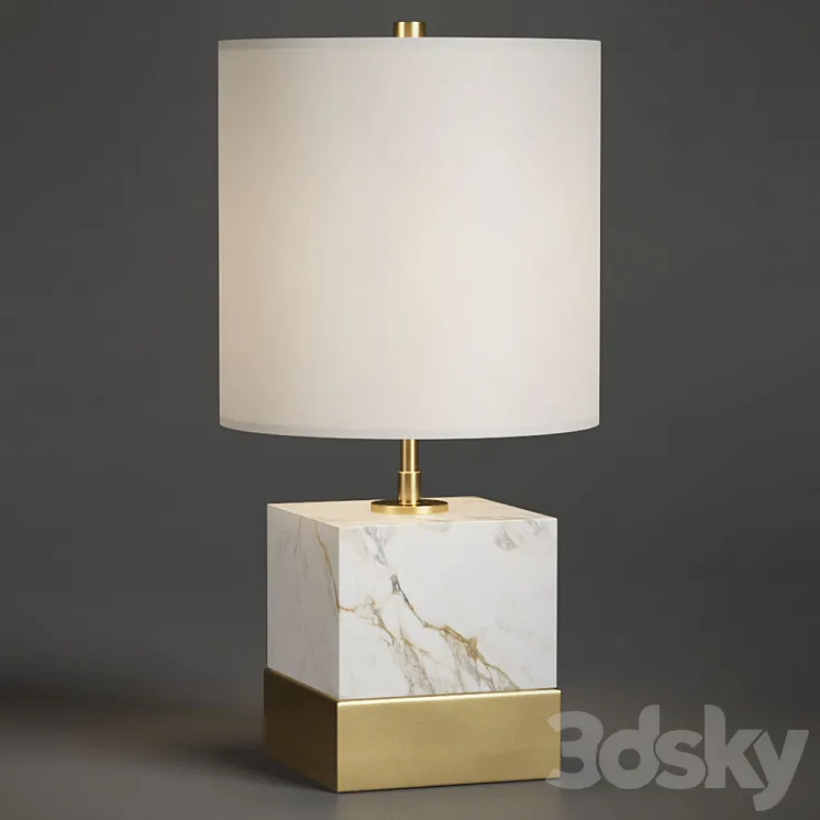 Rockport Marble and Brass Square Accent Table Lamp 3DS Max