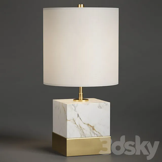 Rockport Marble and Brass Square Accent Table Lamp 3DSMax File