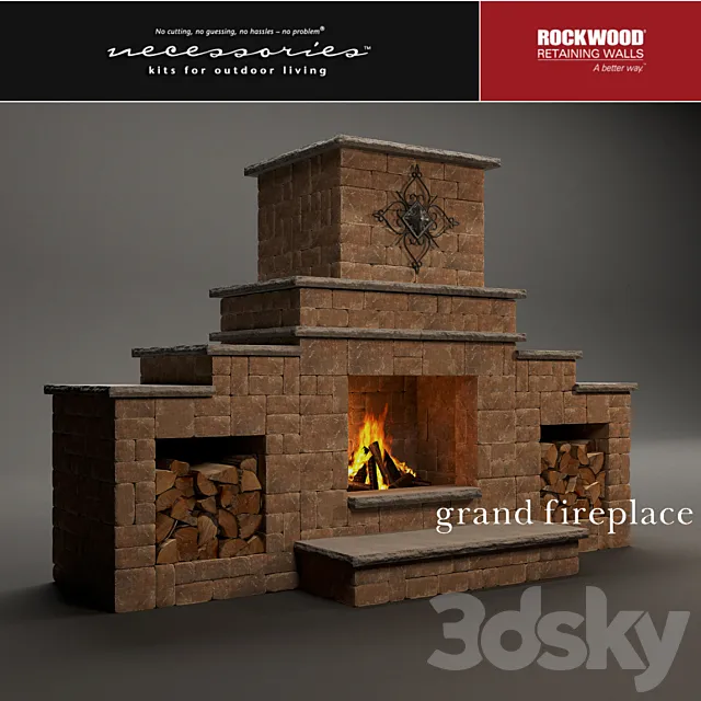 Rockwood Grand Fireplace 3ds Max