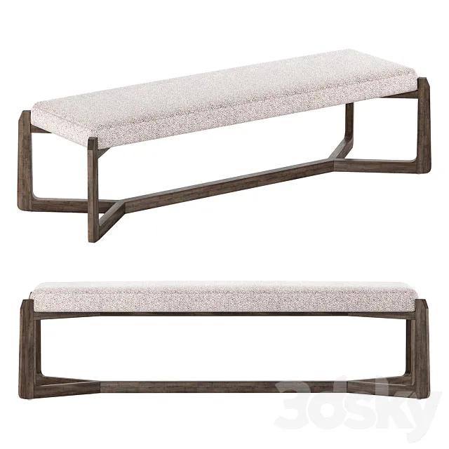 Roe Mid Century Modern Gray Performance Upholstered Wood Bench 3DSMax File