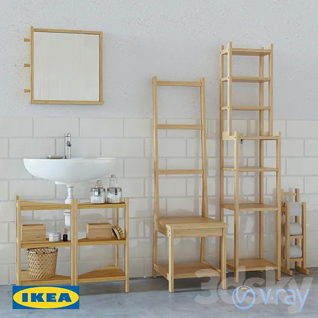 Rogrund Ikea set of bathroom furniture 3ds Max