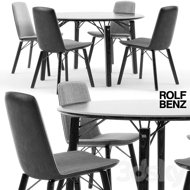 Rolf Benz 616 chair set 01 3DSMax File
