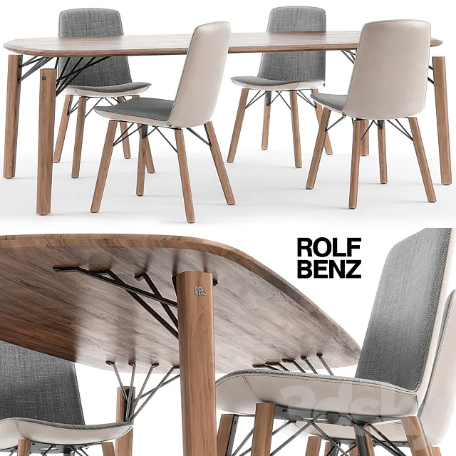 Rolf Benz 616 chair set 02 3ds Max