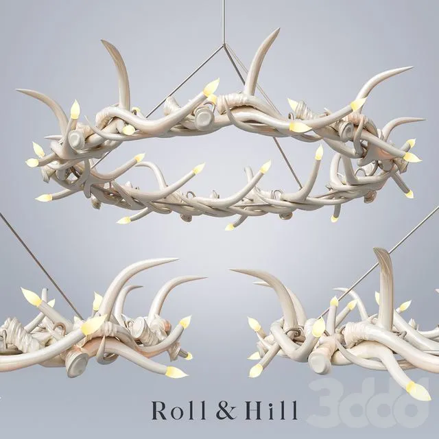 Roll & Hill Chandelier – 27 Antler Ring 3dsMax Model