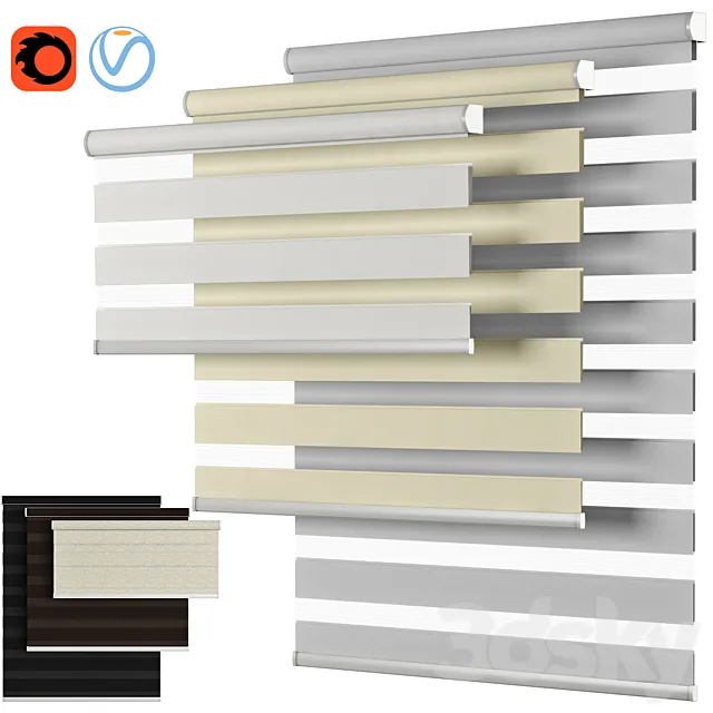 Roller Blind 58 | Select Blinds | Essential Light Filtering Dual Shade | Day and night 3DS Max Model