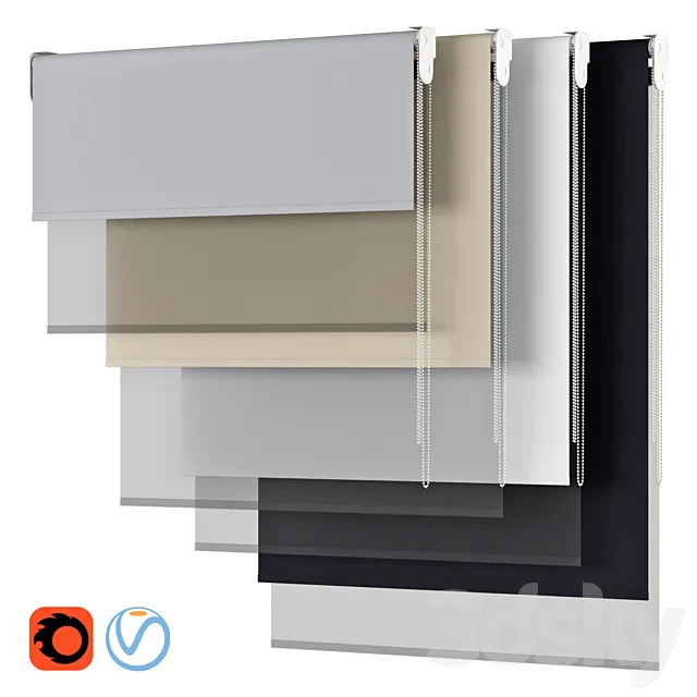 Roller Blind 92 | DOUBLE ROLLER BLIND | Dual Roller Shades 3ds Max