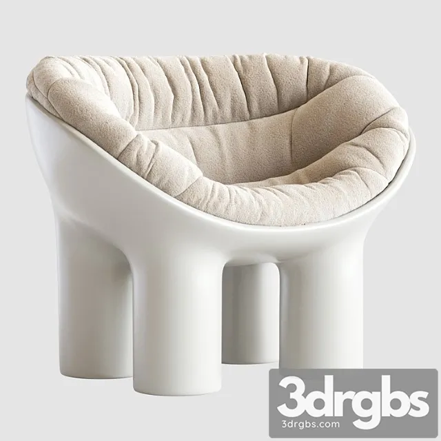 Roly poly polyethylene armchair in concrete with cushions by faye toogood