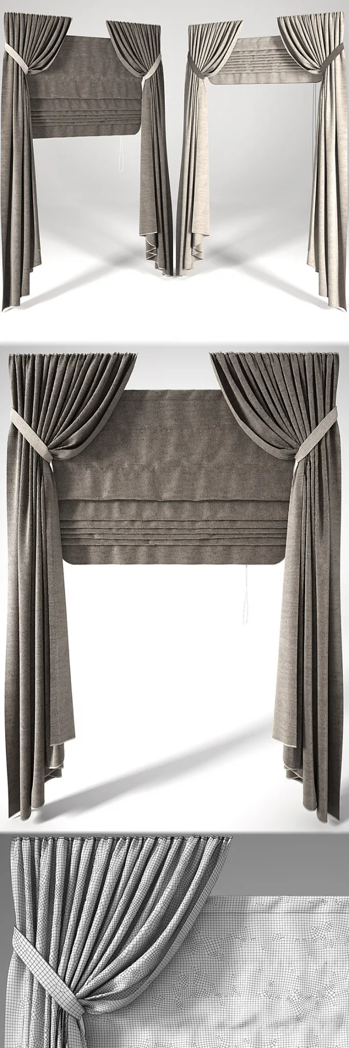 Roman blinds 2 positions 3DS Max