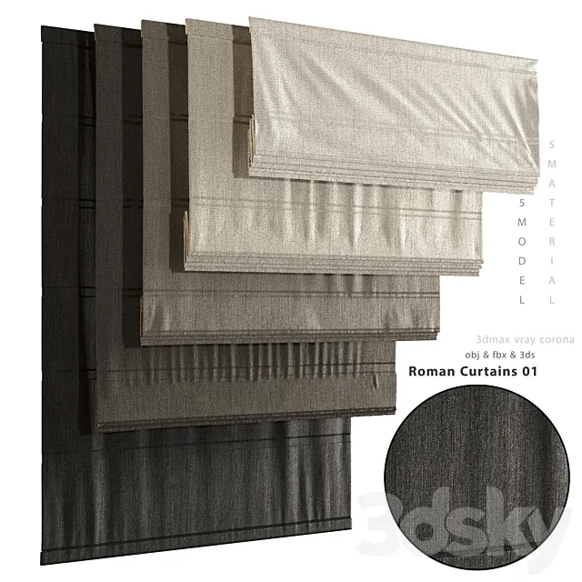 Roman curtain 01 3ds Max