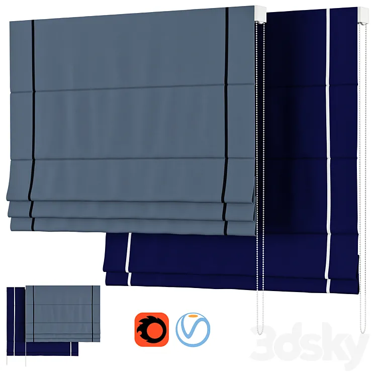 Roman Curtains 145 | Dihin Home | Modern Solid Color Roman Shades 3DS Max