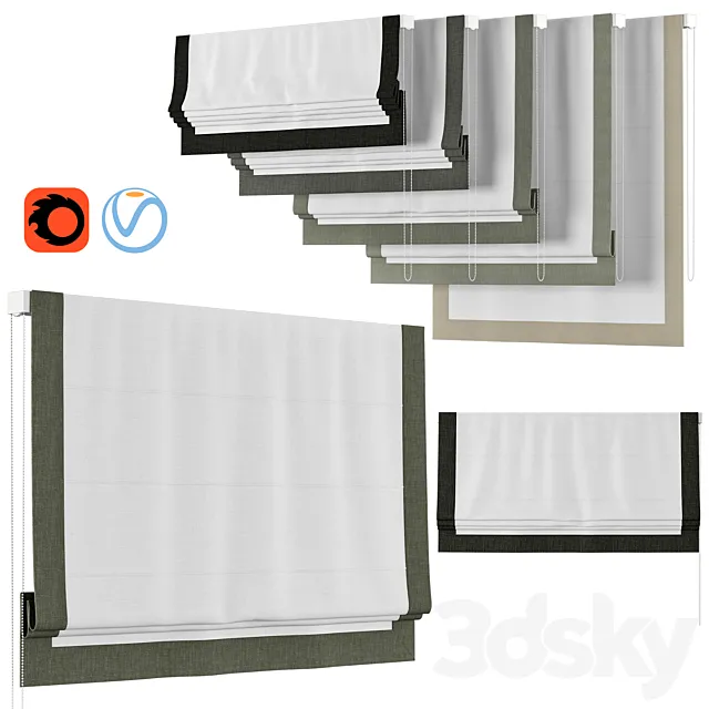 Roman Curtains 47 | Loganova | Border Chevalle Design Flat Linen 3DSMax File