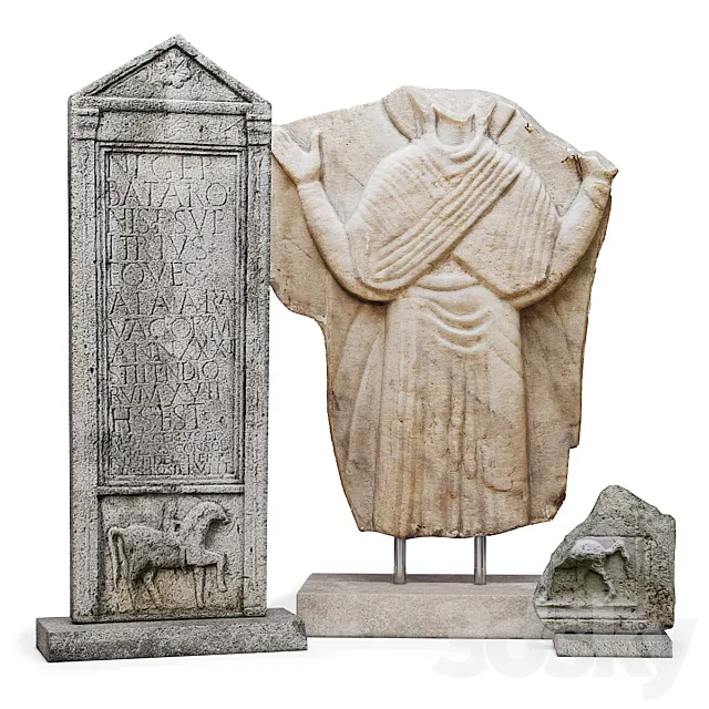 Roman tombstones and marble relief 3ds Max