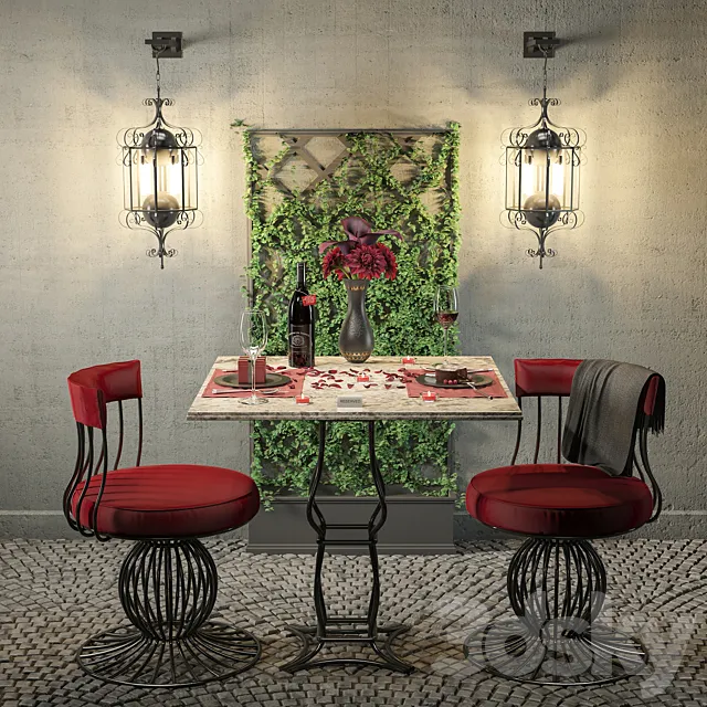 Romantic Dinner Table Outdoor 3DSMax File