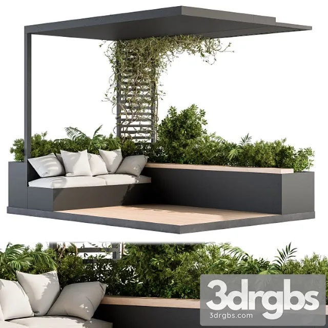 Roof garden and balcony furniture with pergola 08 3dsmax Download