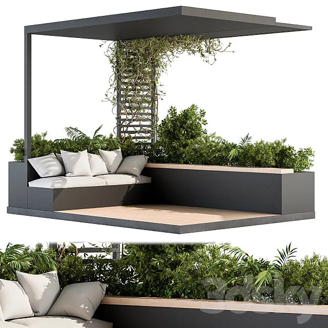 Roof Garden and Balcony Furniture with Pergola 08 3ds Max