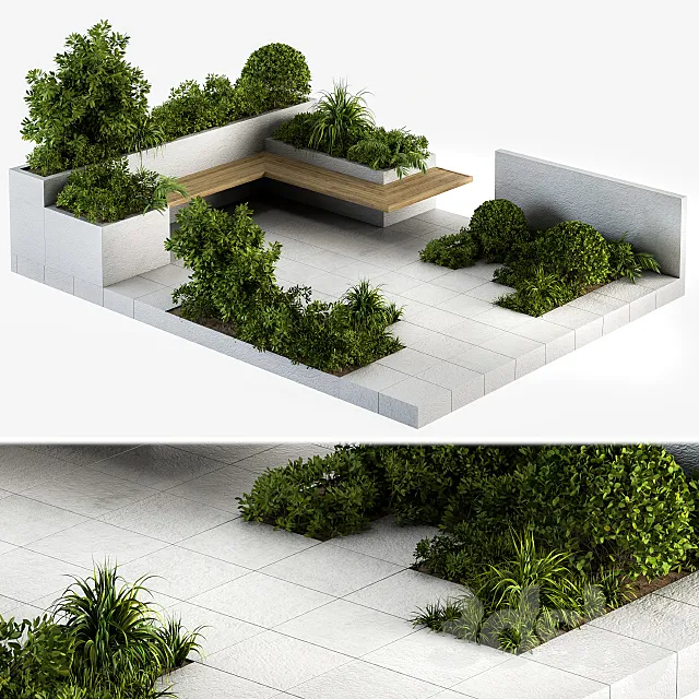 Roof Garden and Landscape Furniture 04 3DSMax File
