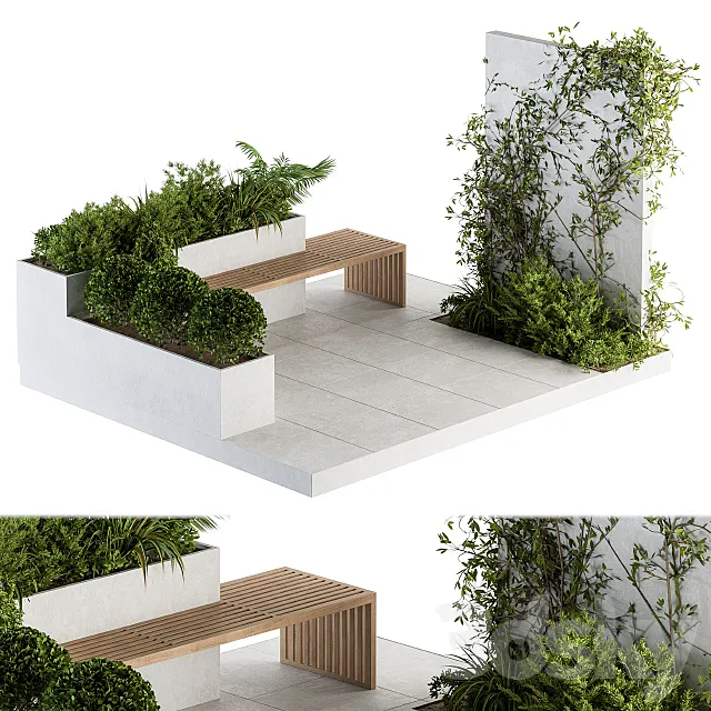 Roof Garden and Landscape Furniture with Pergola 06 3ds Max