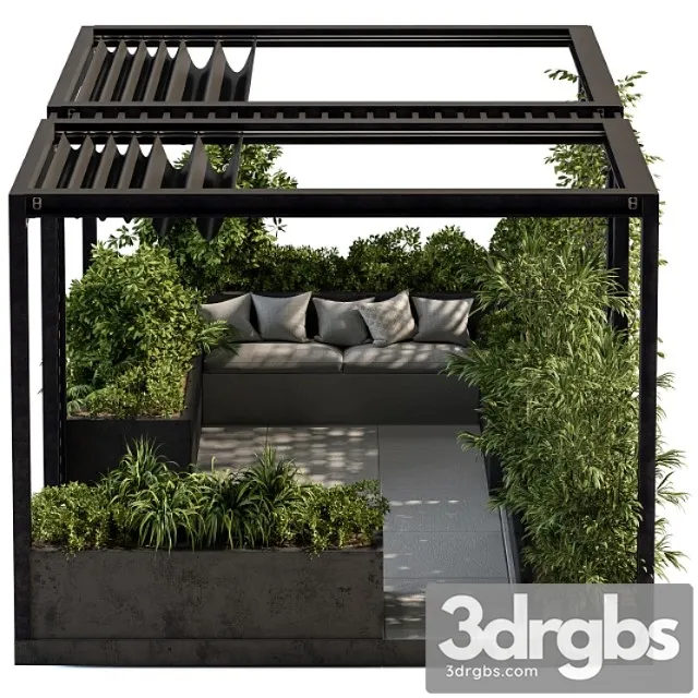 Roof garden and landscape furniture with pergola – set 38 3dsmax Download