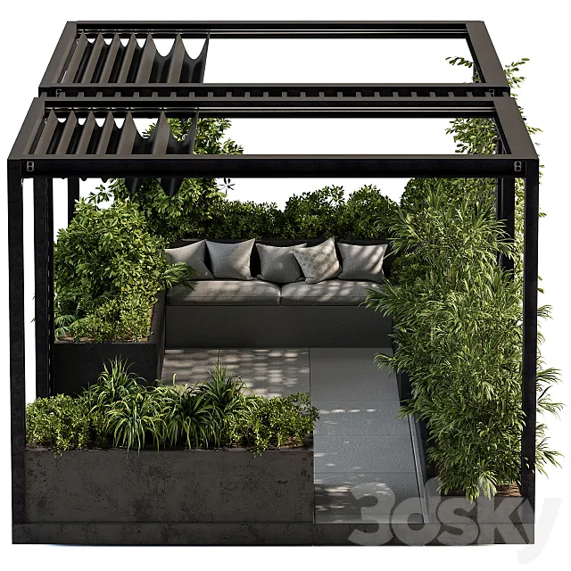 Roof Garden and Landscape Furniture with Pergola – Set 38 3DS Max Model