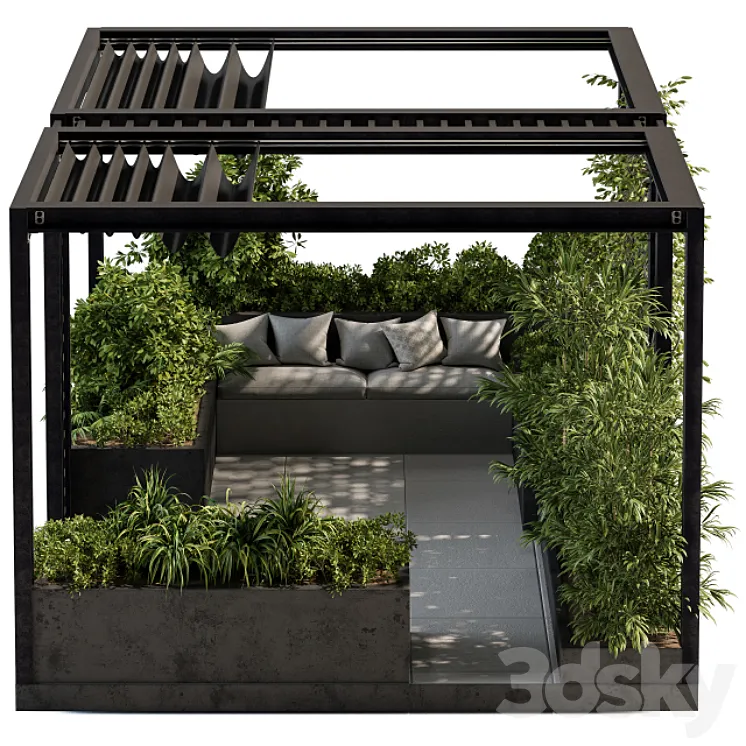 Roof Garden and Landscape Furniture with Pergola – Set 38 3DS Max