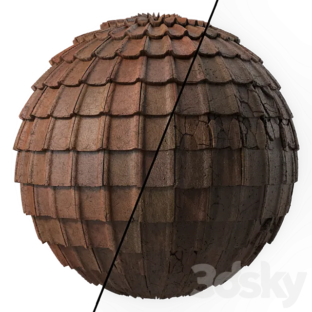 Roof Tile Materials 49- Concrete Roofing by Sbsar generator | Seamless Pbr 4k 3DS Max Model