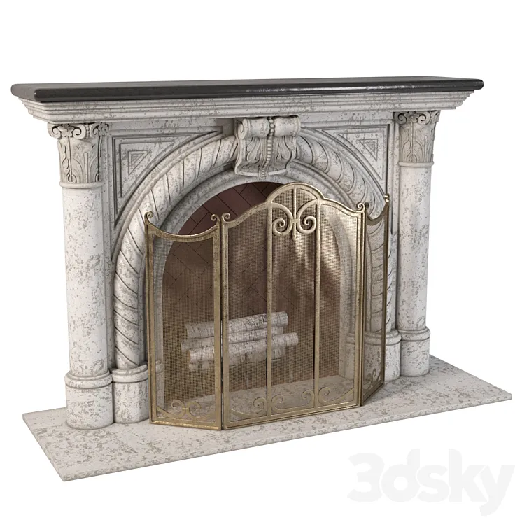 Rope Edge Fireplace Mantel 3DS Max