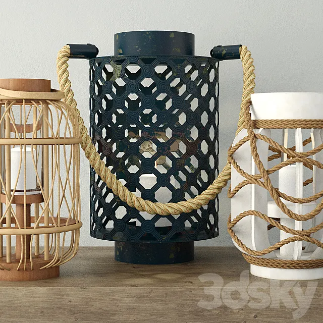 Rope & Rattan Lanterns 3ds Max