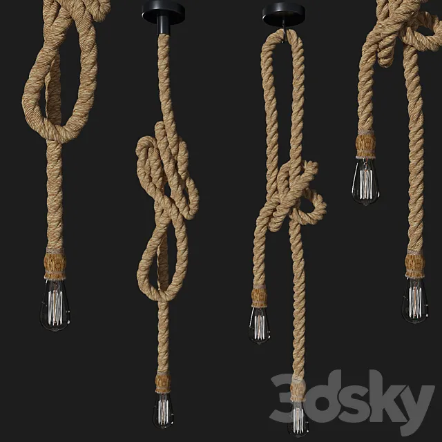 Rope style pendant lamp 016 3DS Max Model