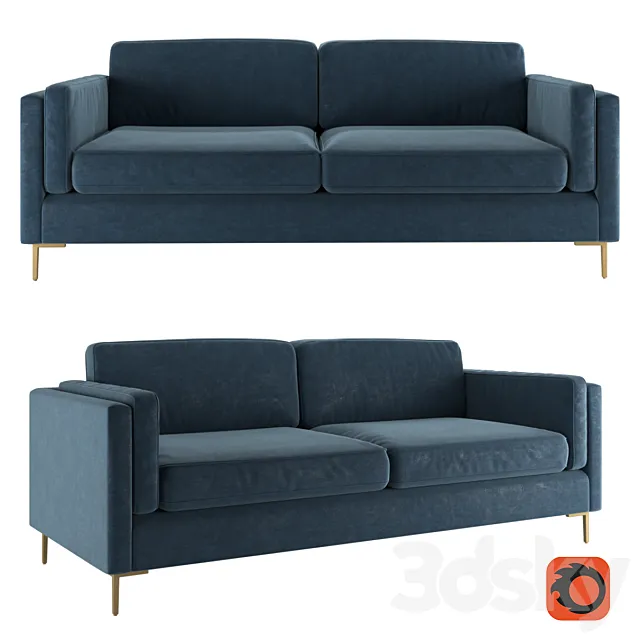 Rosalina 84 Blue Velvet Sofa 3DS Max Model