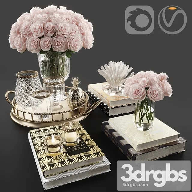 Rose and Crystal Vase Decoration set 11 3dsmax Download