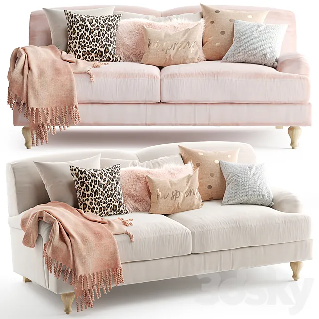 Rose Fabric Sofa 2 seater 3ds Max