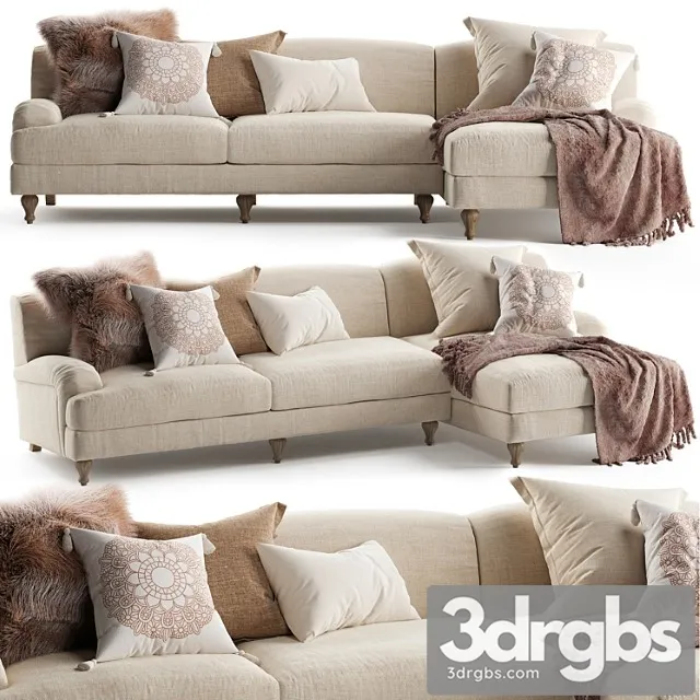 Rose fabric sofa chaise