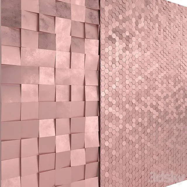 Rose Gold Panels Cubes & Hexagons 3dsMax Model