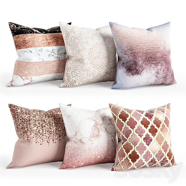 Rose_Gold_Pillow_Set_002 3DSMax File