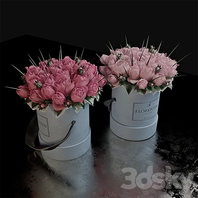 Roses in a gift box 3DSMax File