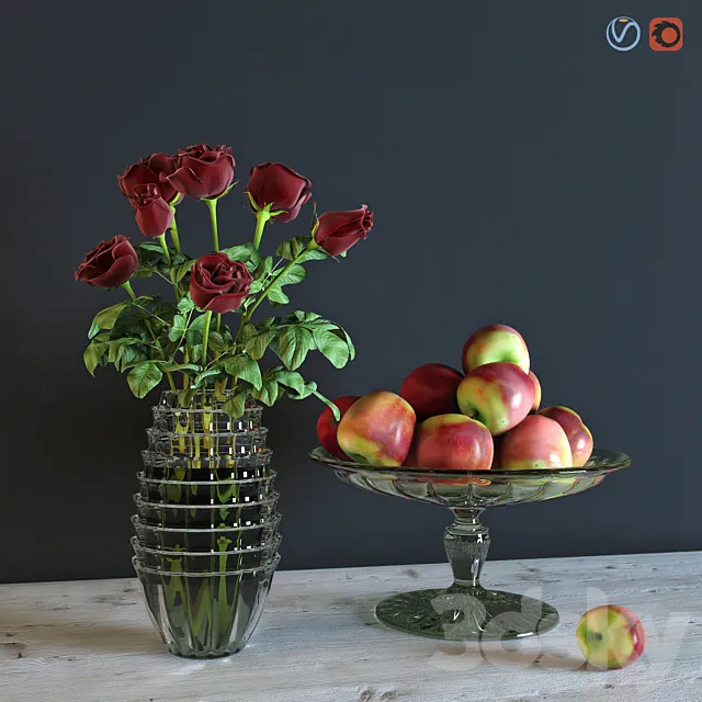 Roses with apples 3ds Max