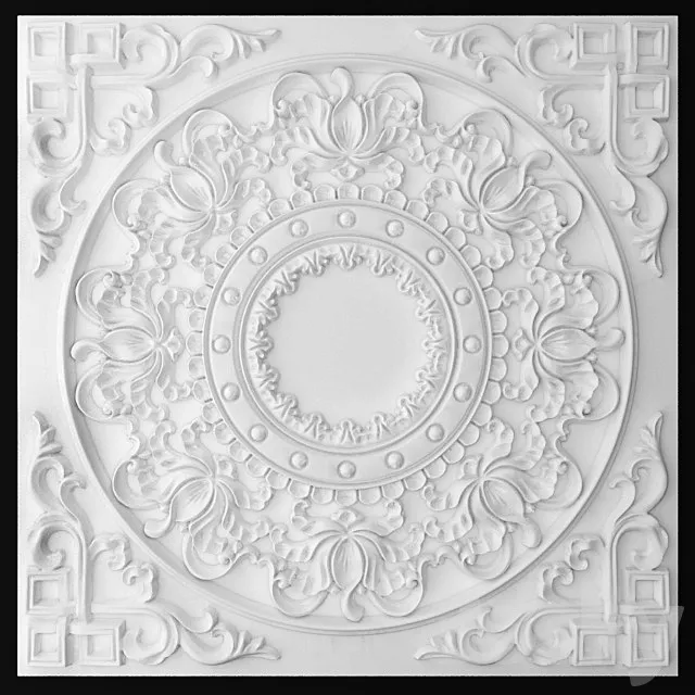 Rosette pattern carving ceiling. 3DS Max Model