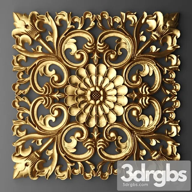 Rosette Pattern Carving Lattice Panel Pattern Art Abstract Decorative Interior Wall Decor Golden Luxury Lucky 1 3dsmax Download
