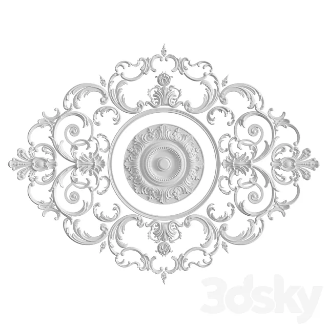 Rosette with stucco molding set No. 117 3ds Max