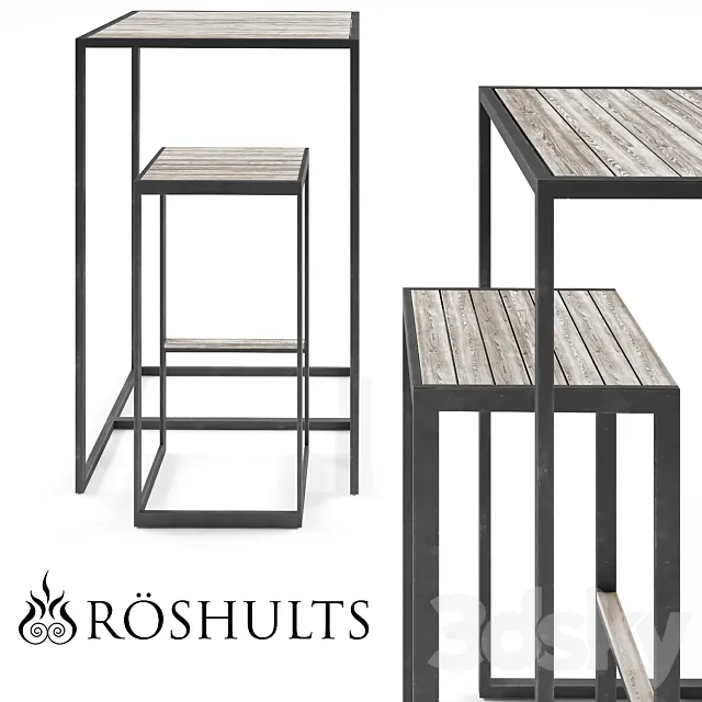 Roshults Garden Bar Table Set 3DS Max Model