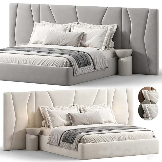 Rossio Beige Double Bed 3ds Max