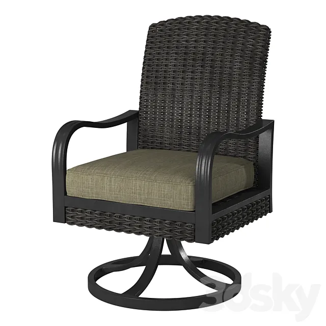 Rotary Metal Leg Swing Rattan Arm Chair 3DSMax File